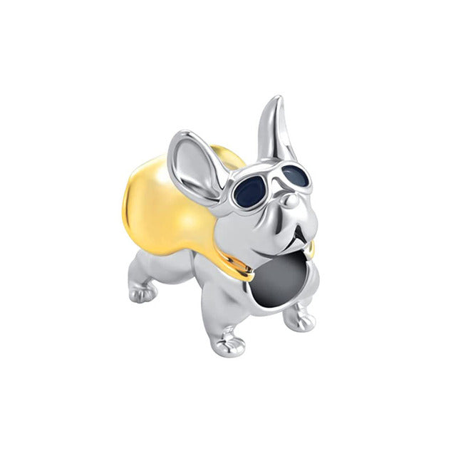 Super French Bulldog Puppy Pet Charm for Bracelet, S925 Sterling Silver