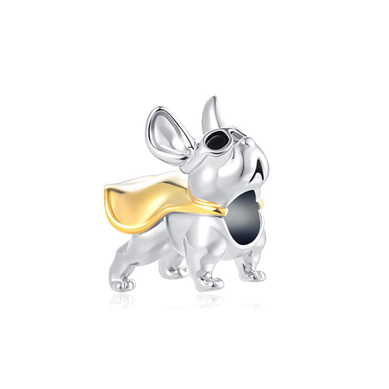 Super French Bulldog Puppy Pet Charm for Bracelet, S925 Sterling Silver