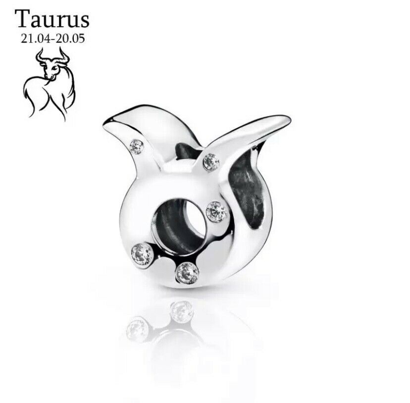 Taurus Zodiac Star Sign Constellation Charm For Bracelet, S925 Sterling Silver