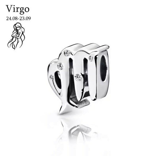 Virgo Zodiac Star Sign Constellation Charm For Bracelet, S925 Sterling Silver