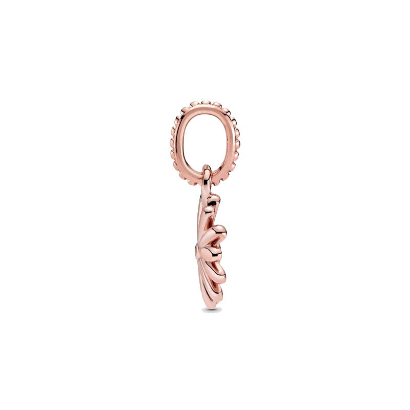 Rose Gold Pink Daisy Dangle Charm For Bracelet, S925 Sterling Silver