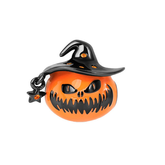 Wizard Hat Pumpkin Charm for Bracelet, S925 Sterling Silver