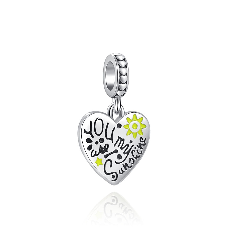 You Are My Sunshine Charm for Bracelet, S925 Sterling Silver