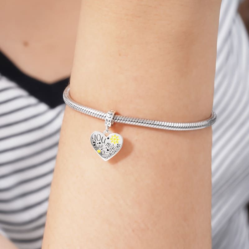 You Are My Sunshine Charm for Bracelet, S925 Sterling Silver