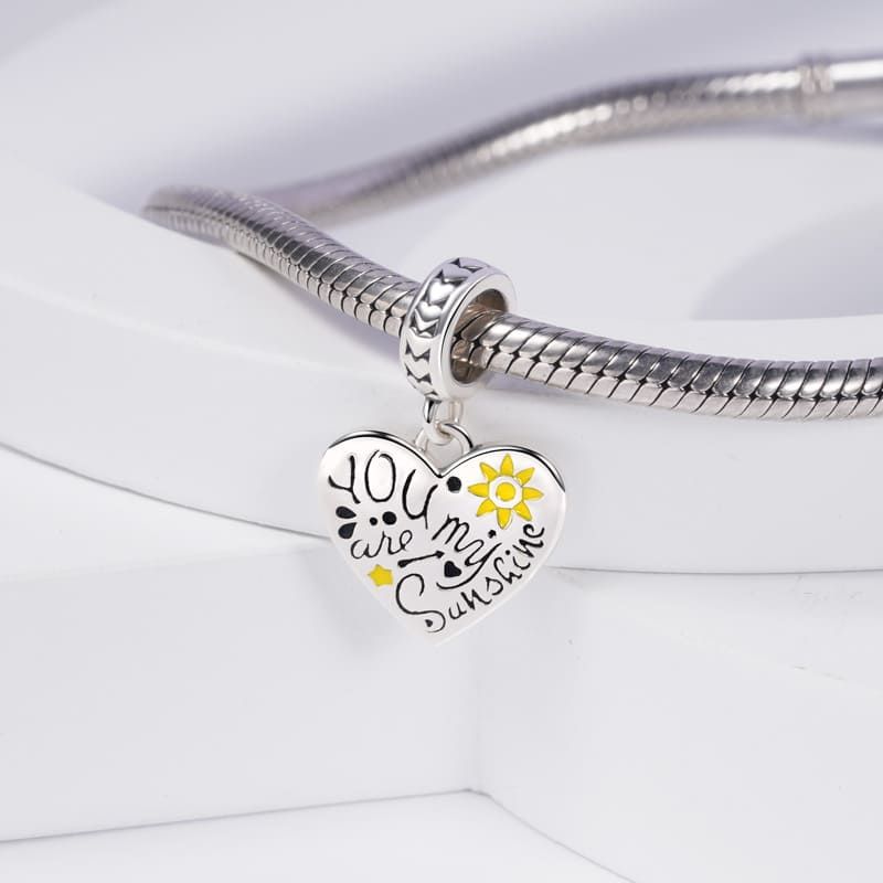 You Are My Sunshine Charm for Bracelet, S925 Sterling Silver