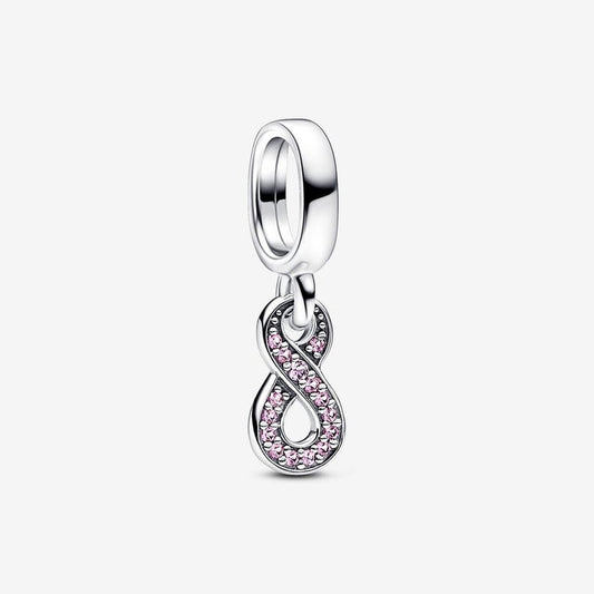 Sparkling Infinity Dangle Charm for Bracelet, S925 Sterling Silver