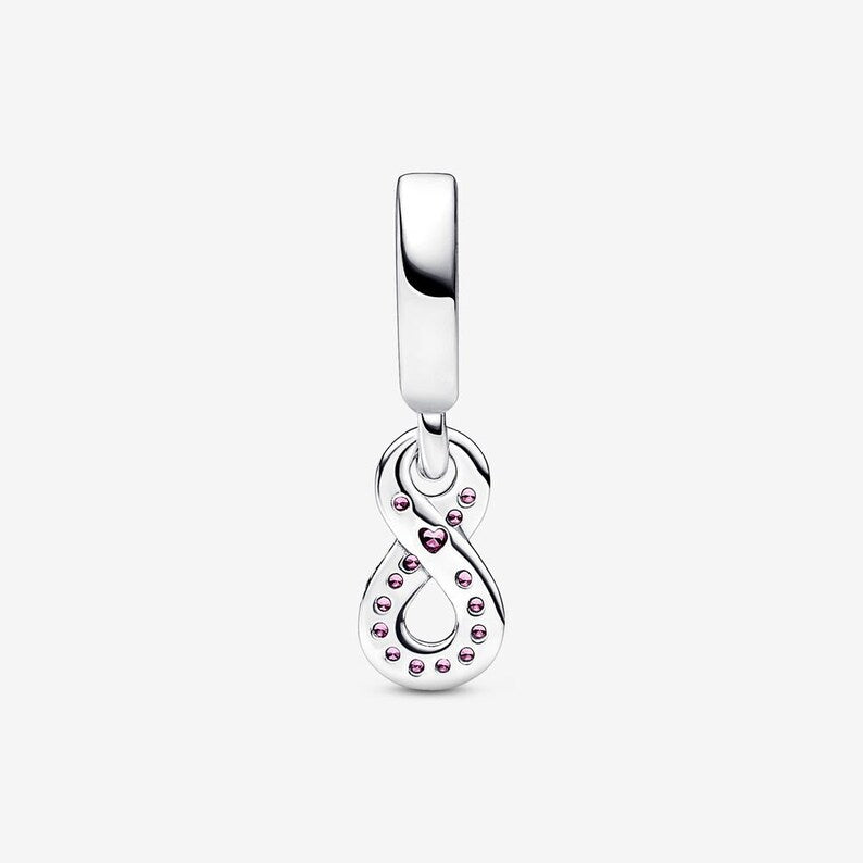 Sparkling Infinity Dangle Charm for Bracelet, S925 Sterling Silver