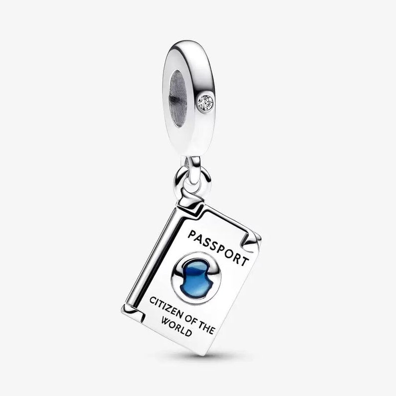 Openable Passport Dangle Charm for Bracelet, S925 Sterling Silver