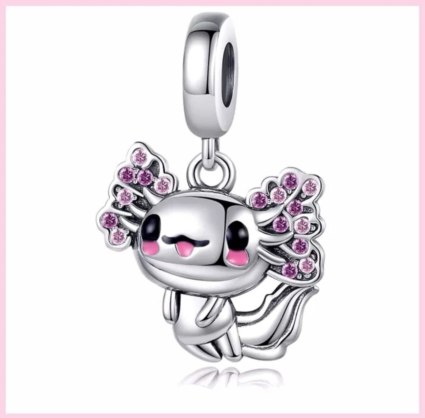 Mexican Axolotl Charm for Bracelet, S925 Sterling Silver