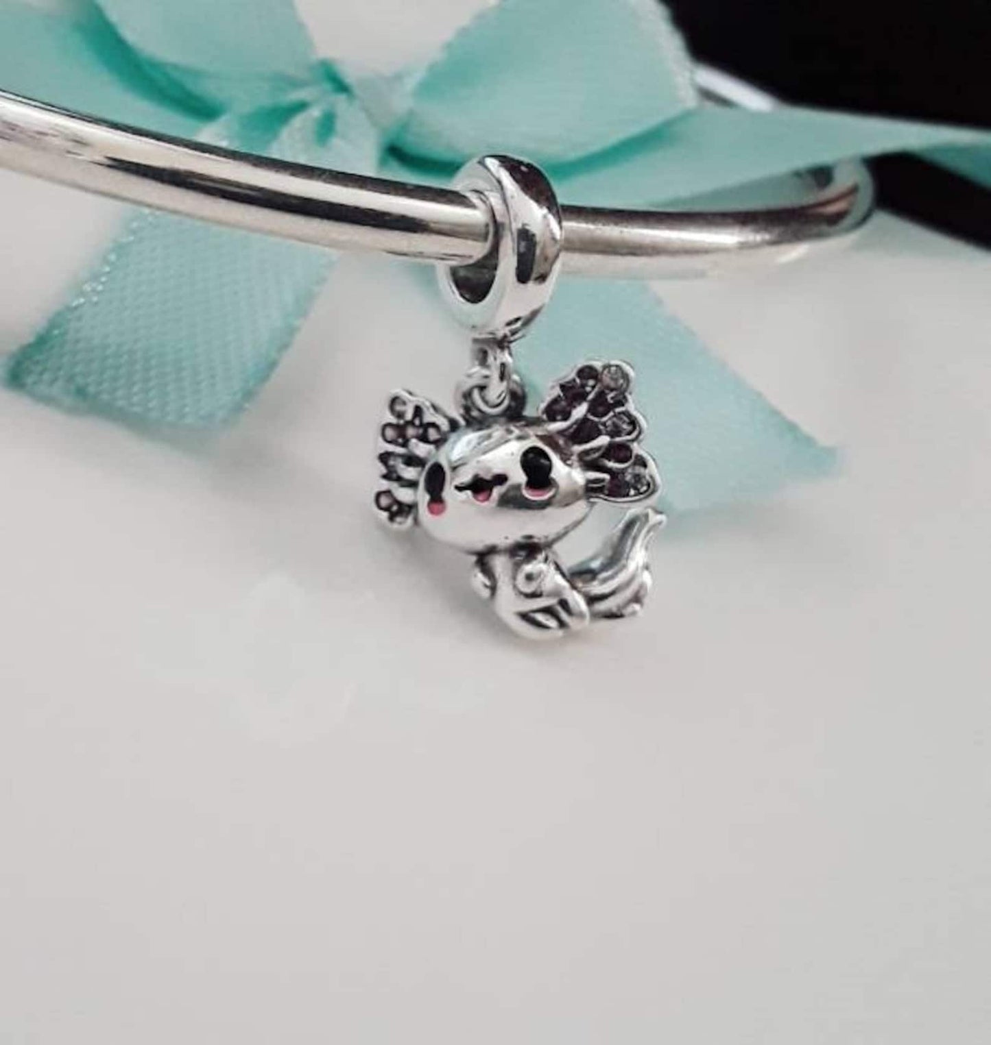 Mexican Axolotl Charm for Bracelet, S925 Sterling Silver