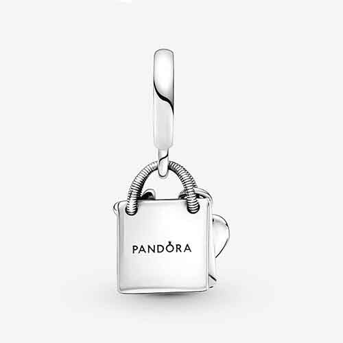 Shopping Bag Charm for Bracelet, S925 Sterling Silver