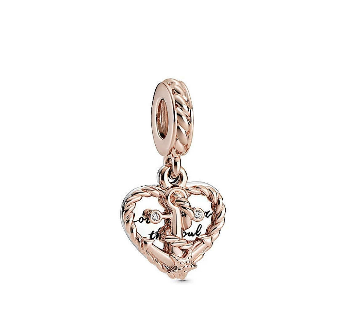 Ocean Sea Life Anchor & Knot Heart Dangle Charm For Bracelet, S925 Sterling Silver