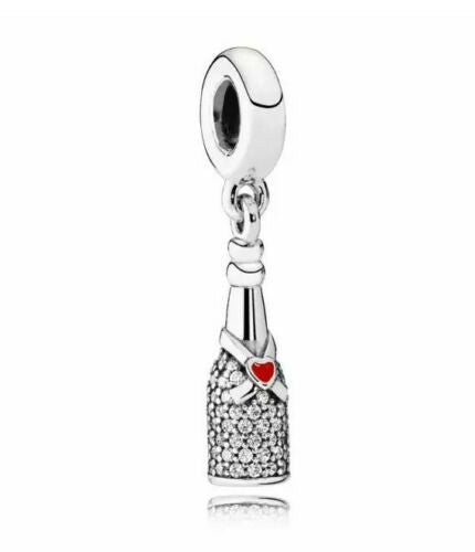 Wine Bottle Charm for Bracelet, S925 Sterling Silver