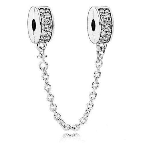 Elegance Safety Chain Charm For Bracelet, S925 Sterling Silver