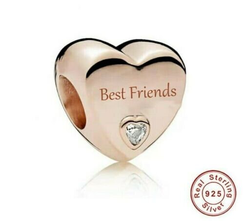 Rose Gold Family Heart Auntie Nan Mum Daughter Best Friend Charm For Bracelet, S925 Sterling Silver