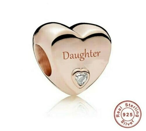 Rose Gold Family Heart Auntie Nan Mum Daughter Best Friend Charm For Bracelet, S925 Sterling Silver