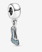 Disney Cinderella Pave Slipper Dangle Charm For Bracelet, S925 Sterling Silver