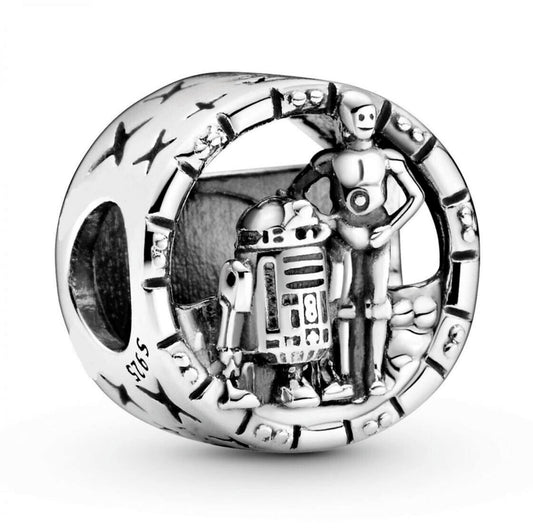 Disney Star Wars C-3PO & R2-D2 Charm For Bracelet, S925 Sterling Silver