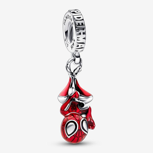 Marvel Hanging Spider-Man Dangle Charm For Bracelet, S925 Sterling Silver