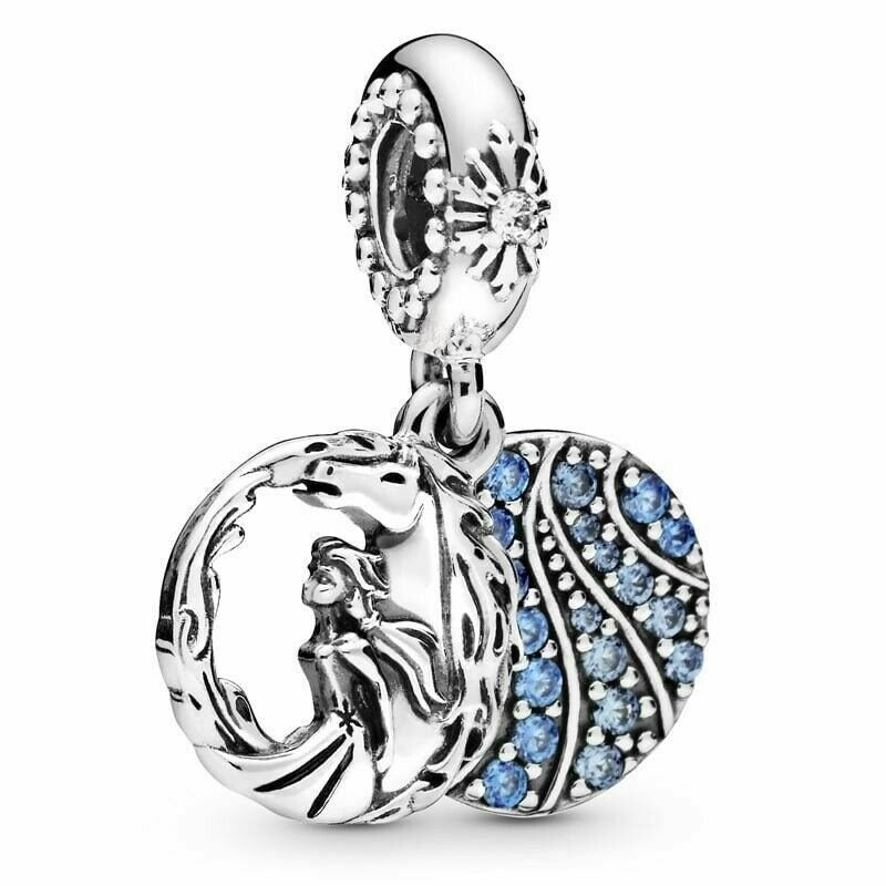 Disney Frozen Elsa & Nokk Horse Dangle Charm For Bracelet, S925 Sterling Silver