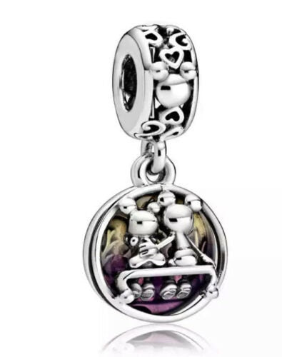 Disney Mickey Minnie Happily Ever after Dangle Charm For Bracelet, S925 Sterling Silver