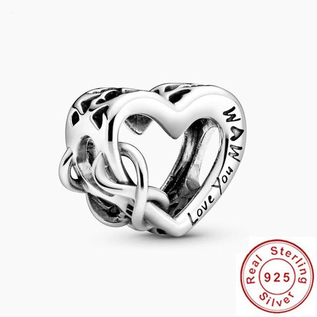 Mum Infinite Heart Charm For Bracelet, S925 Sterling Silver