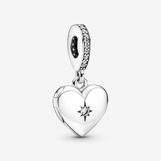 Openable Heart Locket Dangle Charm For Bracelet, S925 Sterling Silver