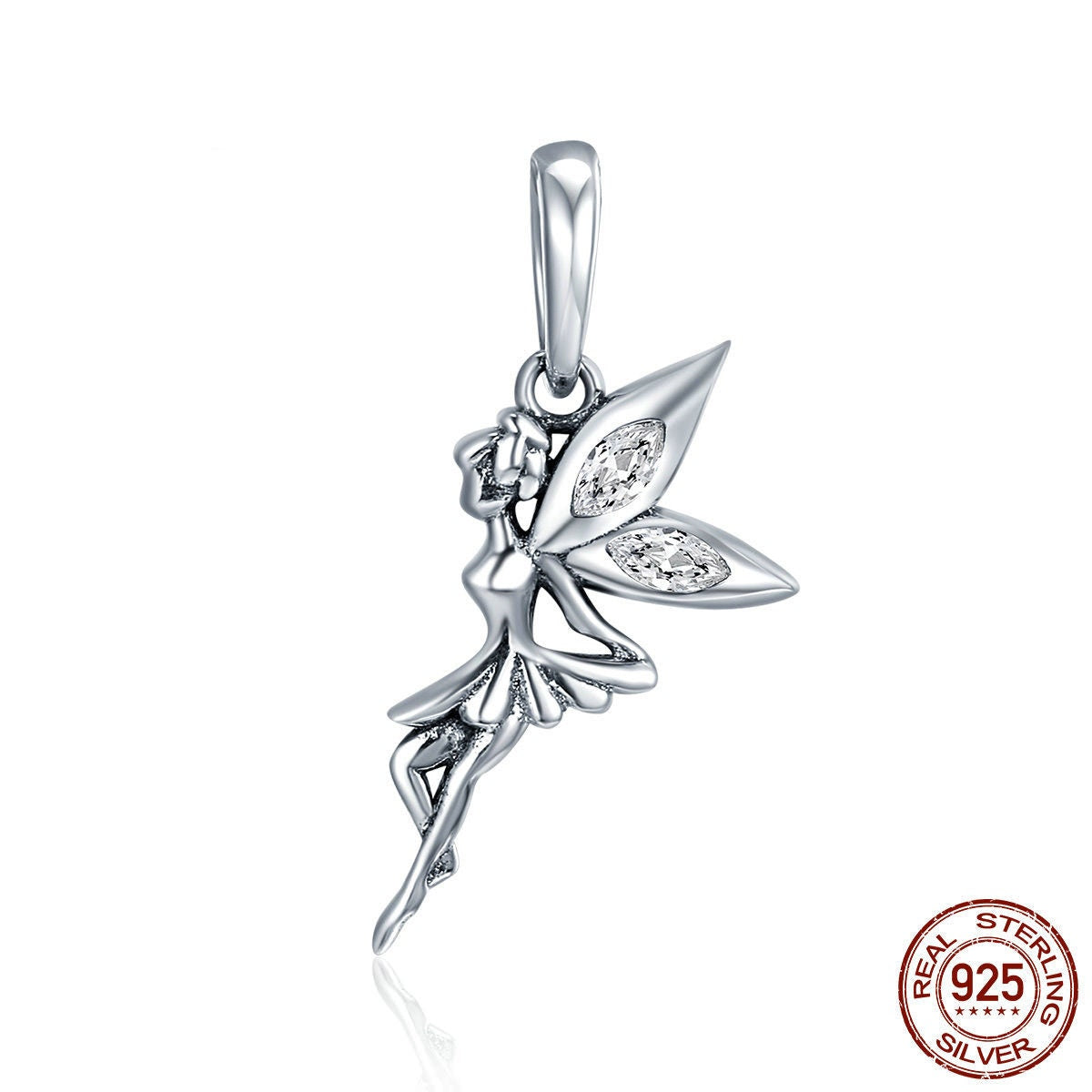 Pixel Fairy Dangle Charm For Bracelet, S925 Sterling Silver