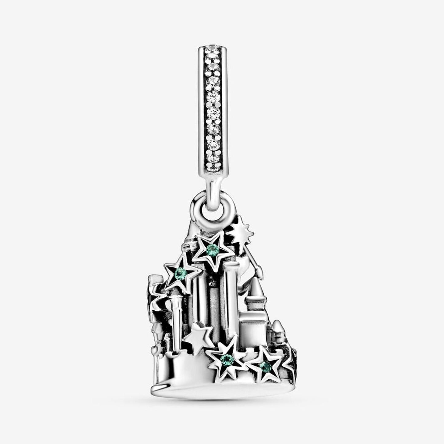 Disney Tinkerbell Castle Dangle Charm For Bracelet, S925 Sterling Silver