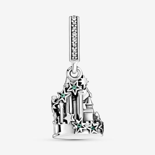 Disney Tinkerbell Castle Dangle Charm For Bracelet, S925 Sterling Silver