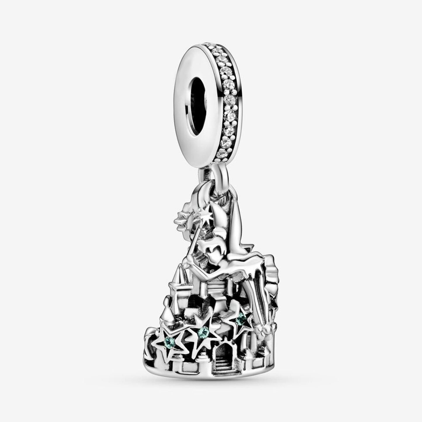 Disney Tinkerbell Castle Dangle Charm For Bracelet, S925 Sterling Silver