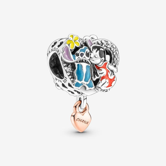 Disney Ohana Lilo & Stitch Inspired Charm For Bracelet, S925 Sterling Silver