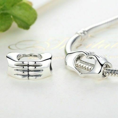 Hand Love Heart Charm For Bracelet, S925 Sterling Silver