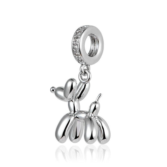 Balloon Dog Charm For Bracelet, S925 Sterling Silver