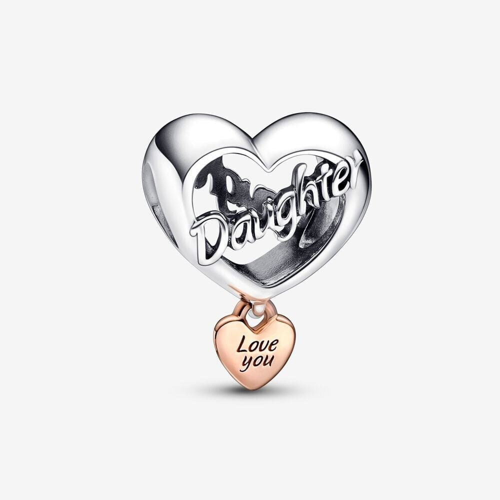 Love You Daughter Heart Charm For Bracelet, S925 Sterling Silver