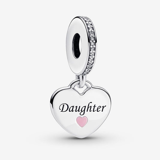 Love You Daughter Dangle Charm For Bracelet, S925 Sterling Silver