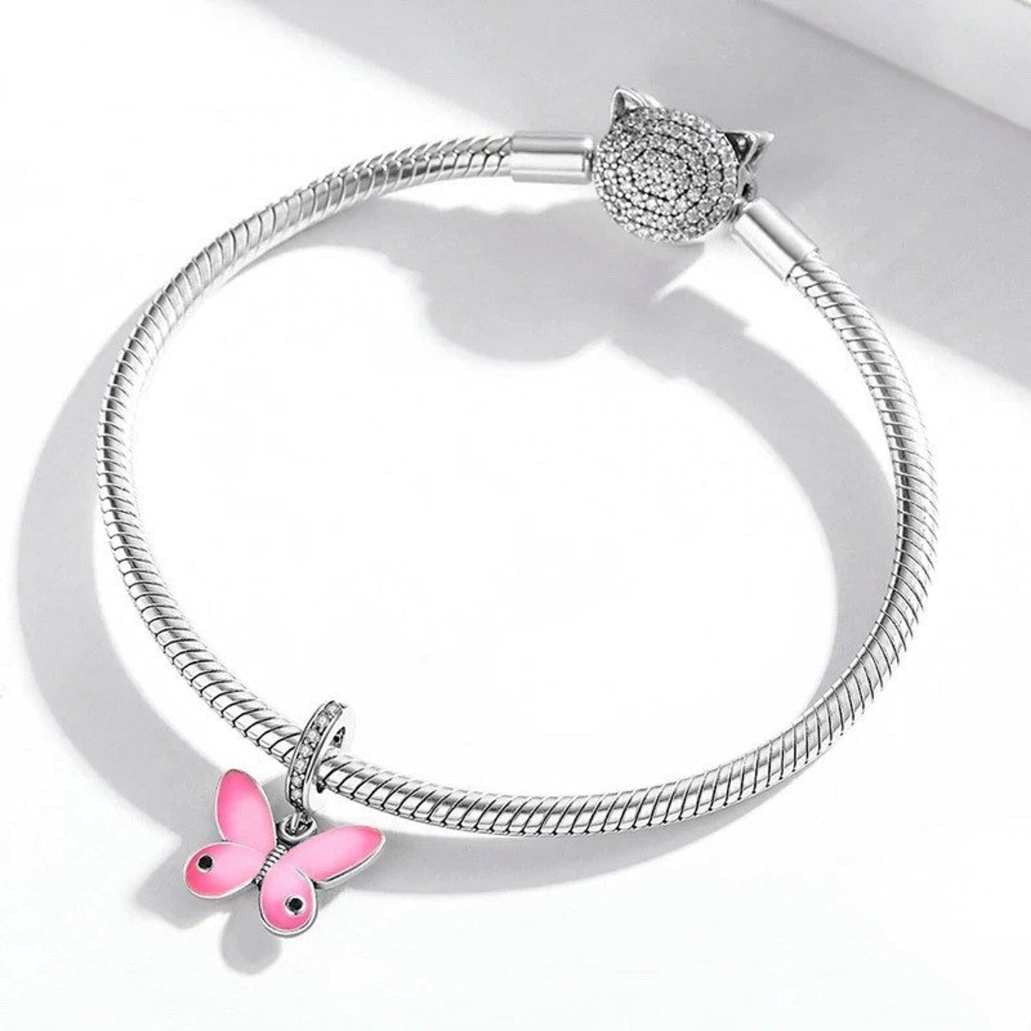 Pink Butterfly Charm For Bracelet Charm for Mum Mother Mama, S925 Sterling Silver