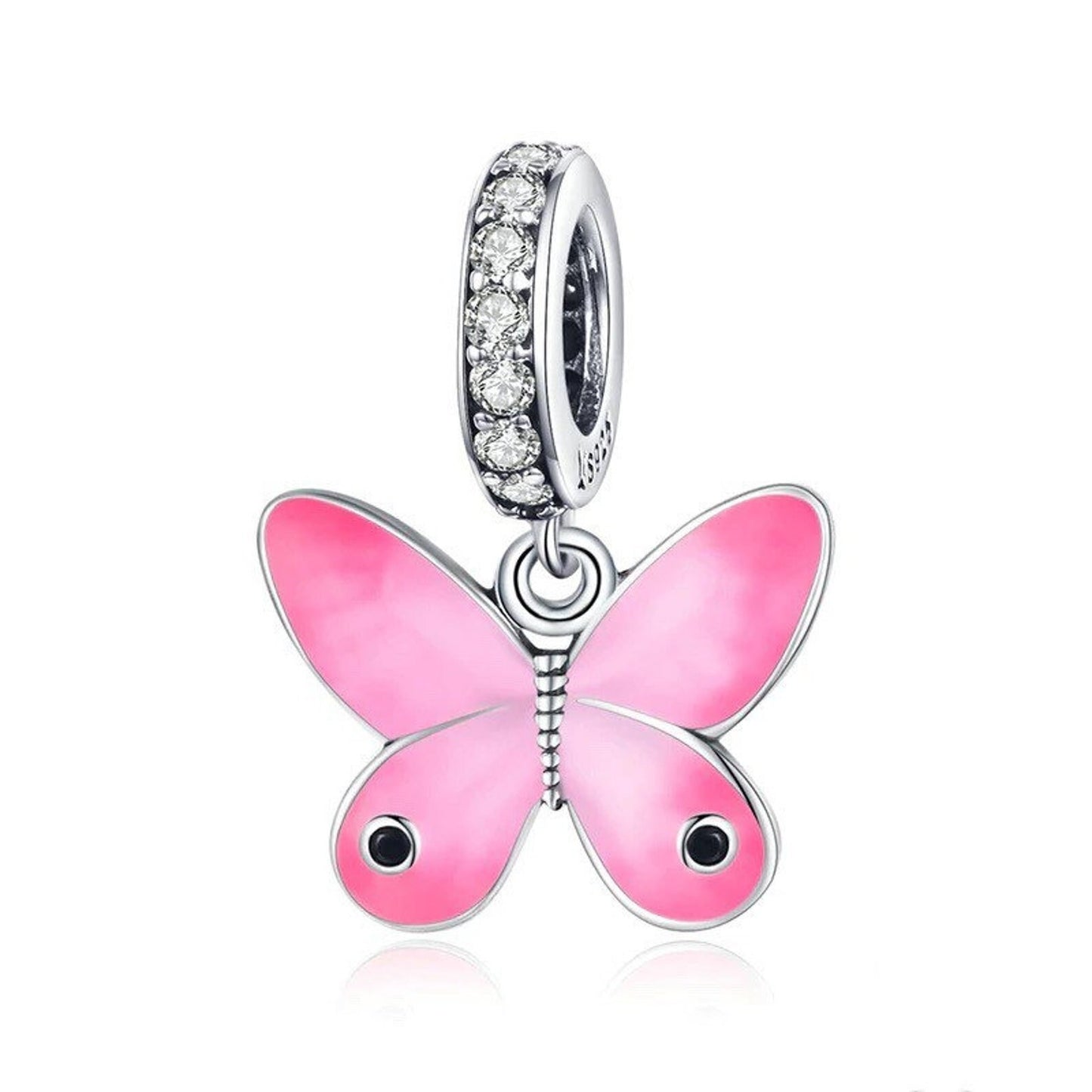 Pink Butterfly Charm For Bracelet Charm for Mum Mother Mama, S925 Sterling Silver