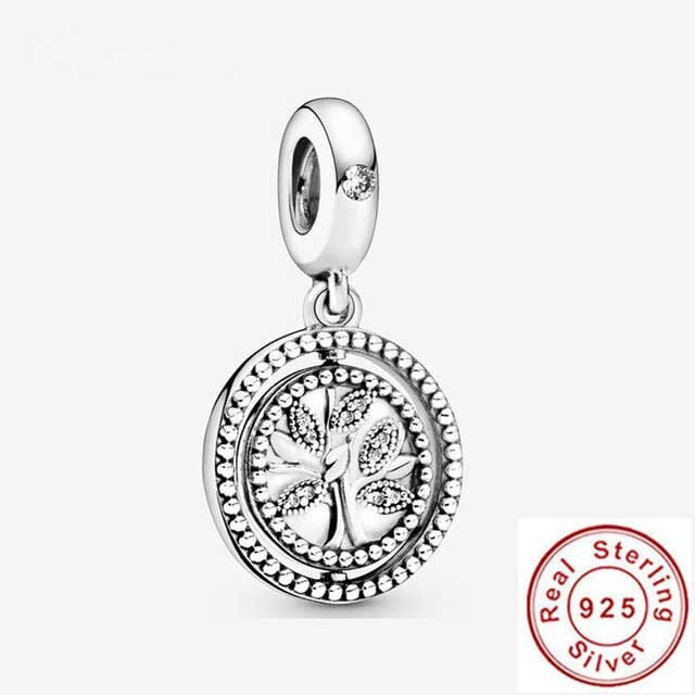 Spinning Family Tree Dangle Charm For Bracelet, S925 Sterling Silver