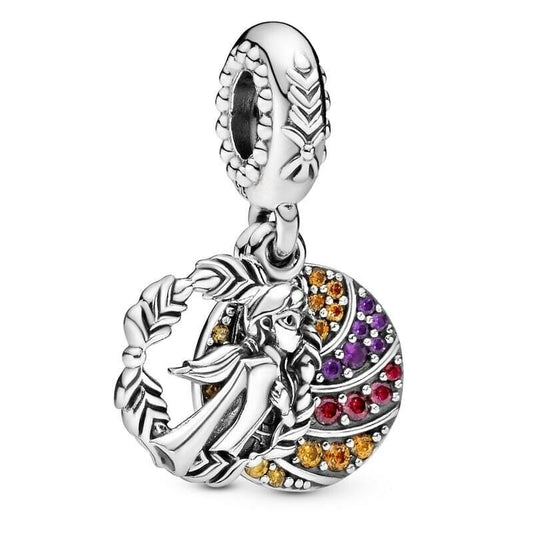 Disney Frozen Anna Dangle Charm For Bracelet, S925 Sterling Silver