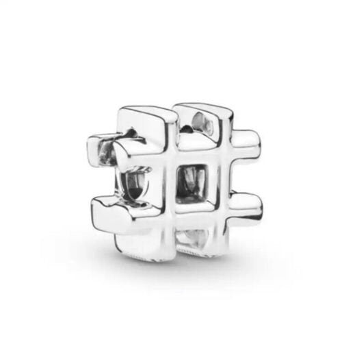 Hashtag Charm For Bracelet, S925 Sterling Silver